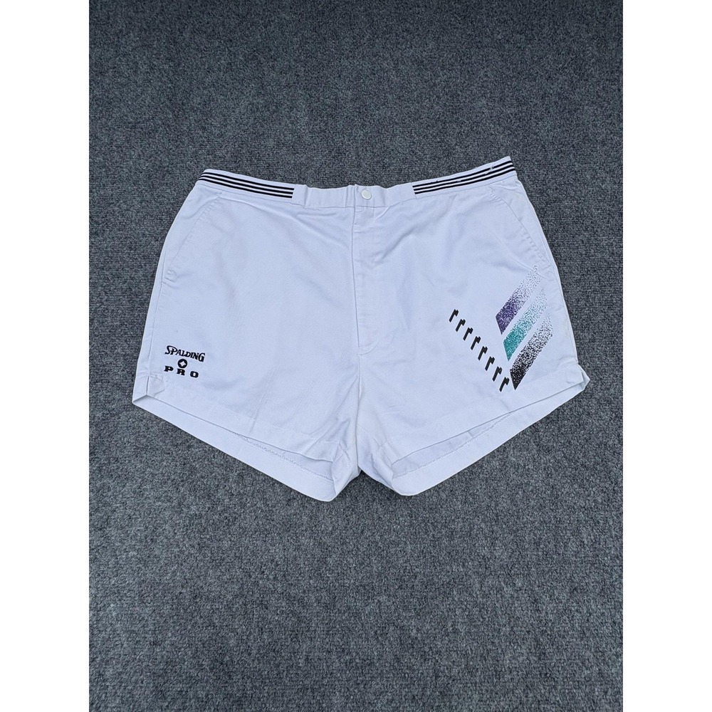 Vintage Spalding Sport Pro Shorts Tennis Mens 40 White 7in  Gym Twill 90s